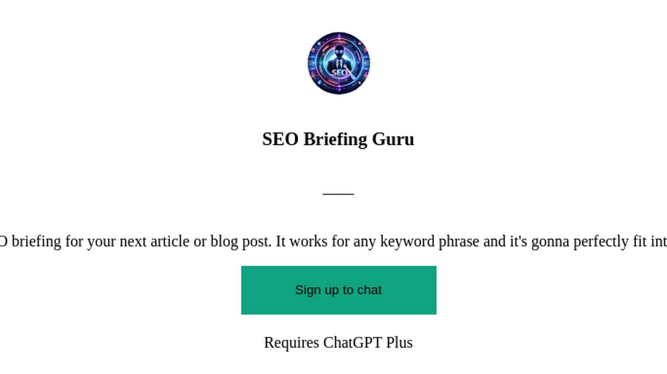 SEO Briefing Guru Screenshot