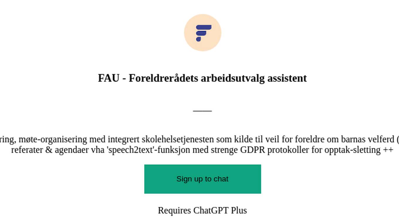 FAU - Foreldrerådets arbeidsutvalg assistent Screenshot