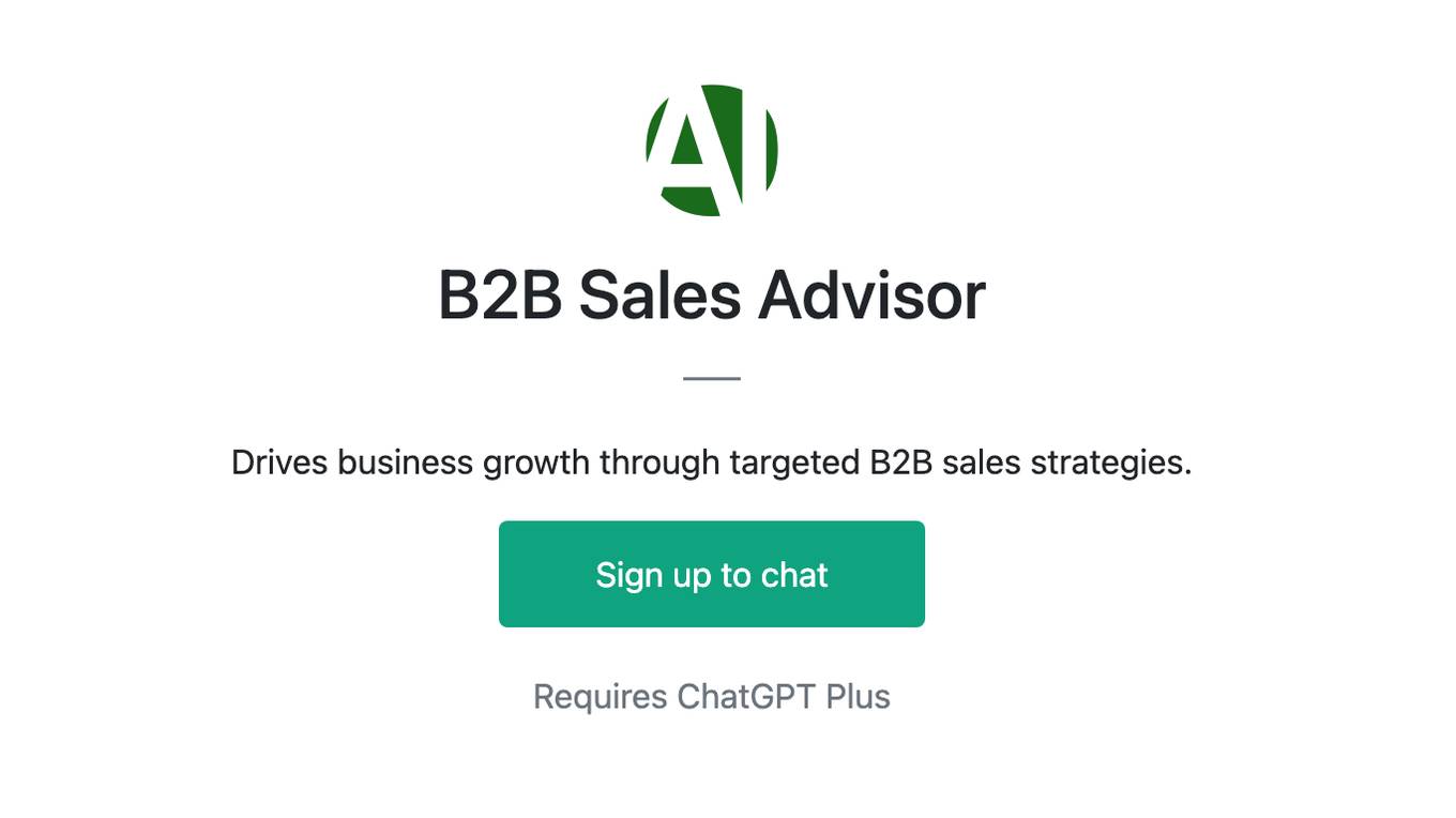 B2B Sales Advisor Screenshot