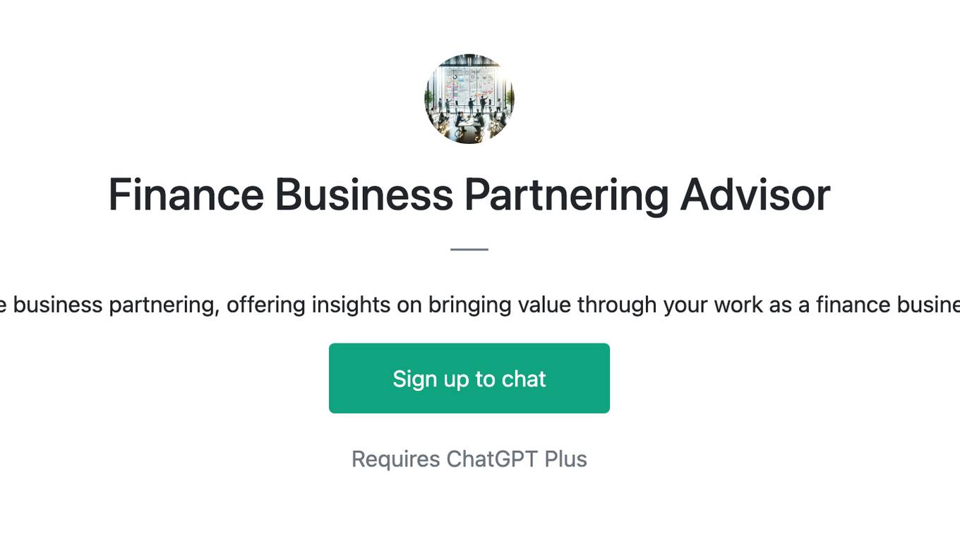 Finance Business Partnering Advisor Screenshot