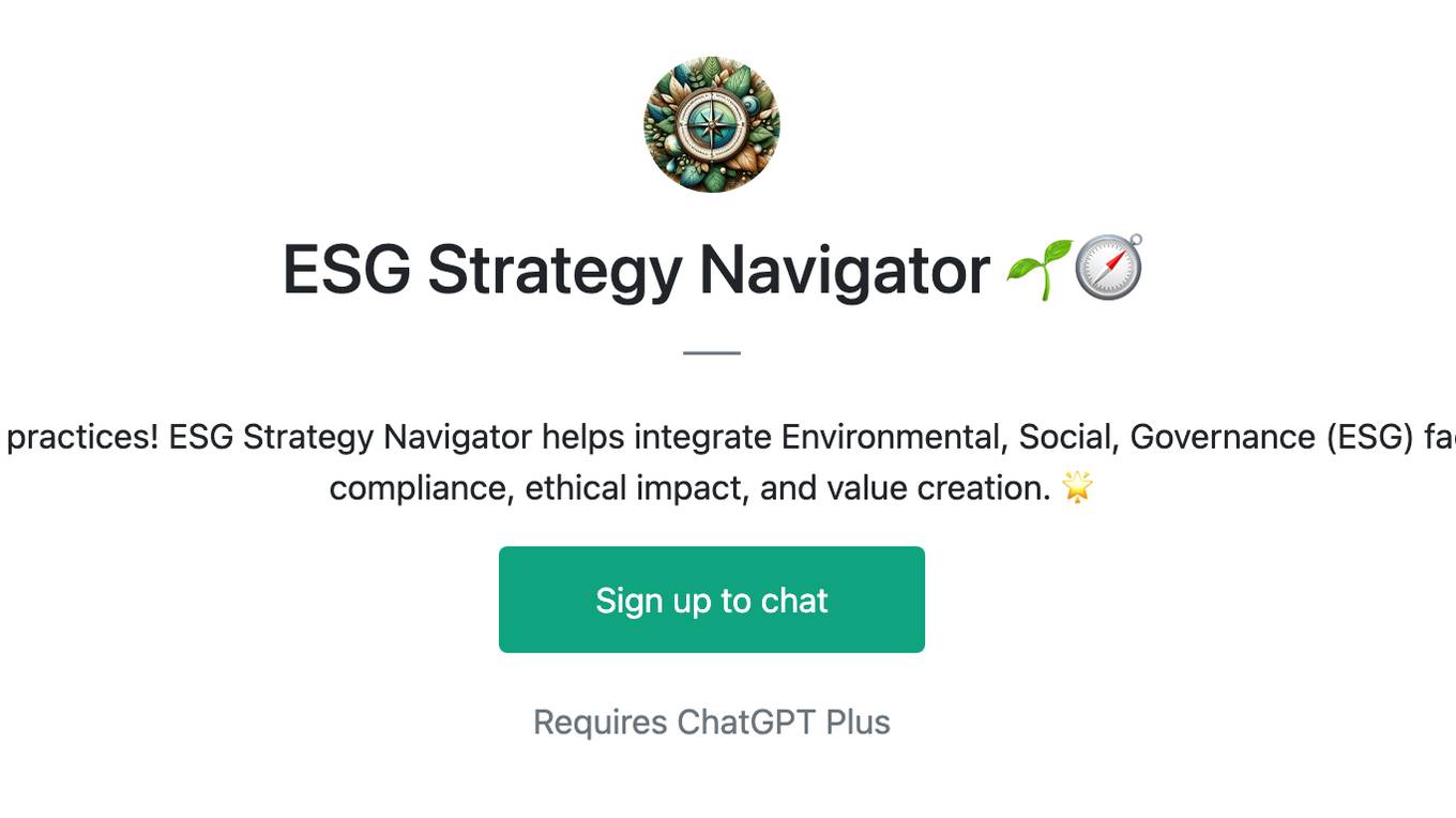 ESG Strategy Navigator 🌱🧭 Screenshot