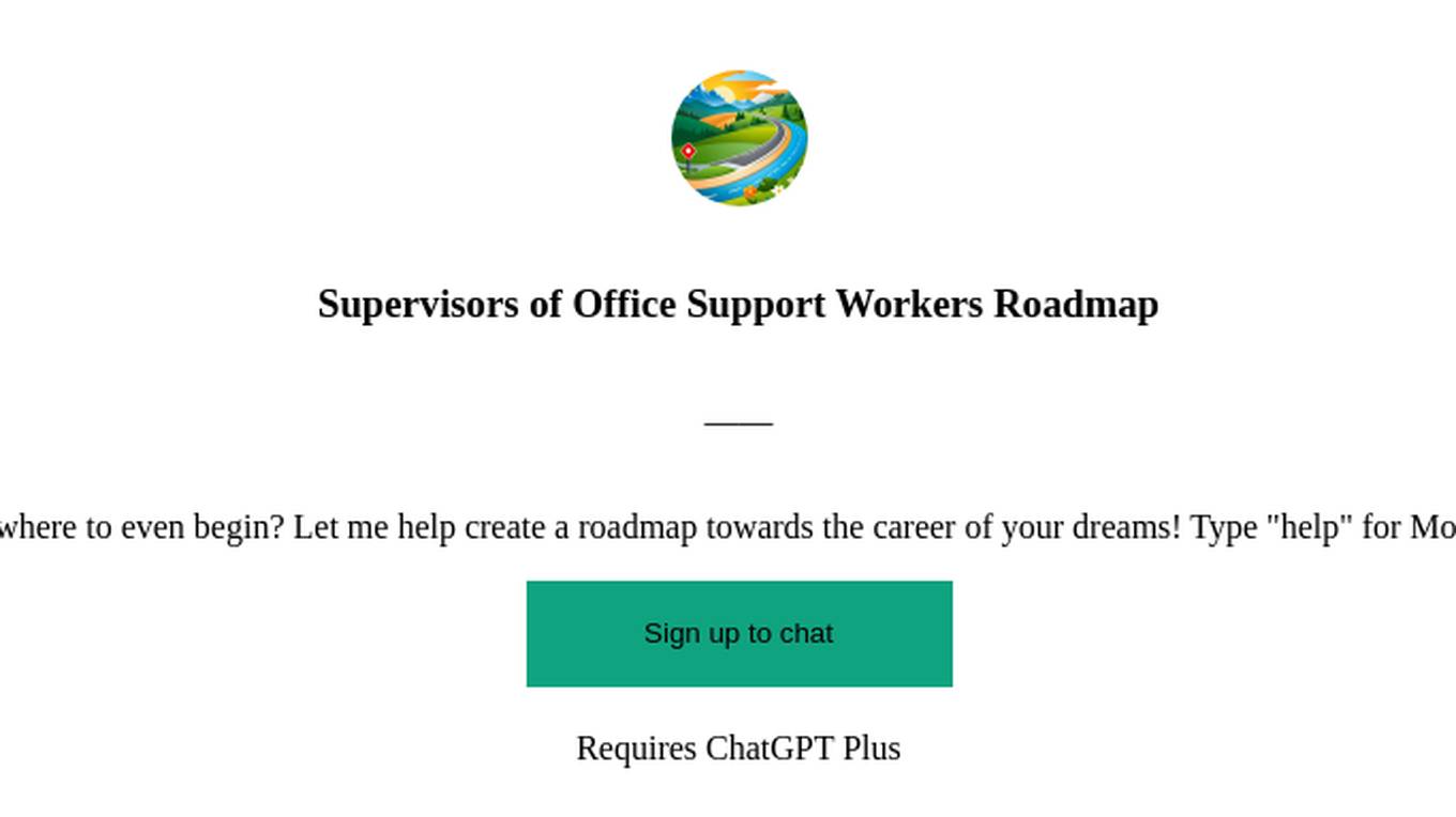 Supervisors of Office Support Workers Roadmap Screenshot