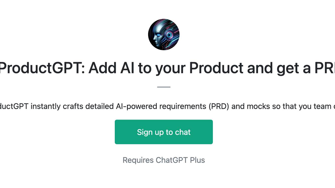 AIProductGPT: Add AI to your Product and get a PRD Screenshot