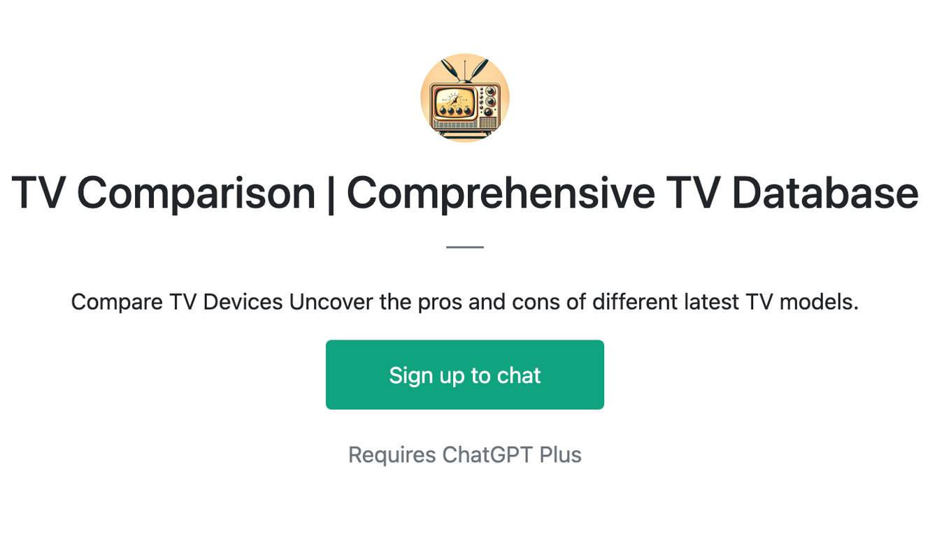 TV Comparison | Comprehensive TV Database Screenshot