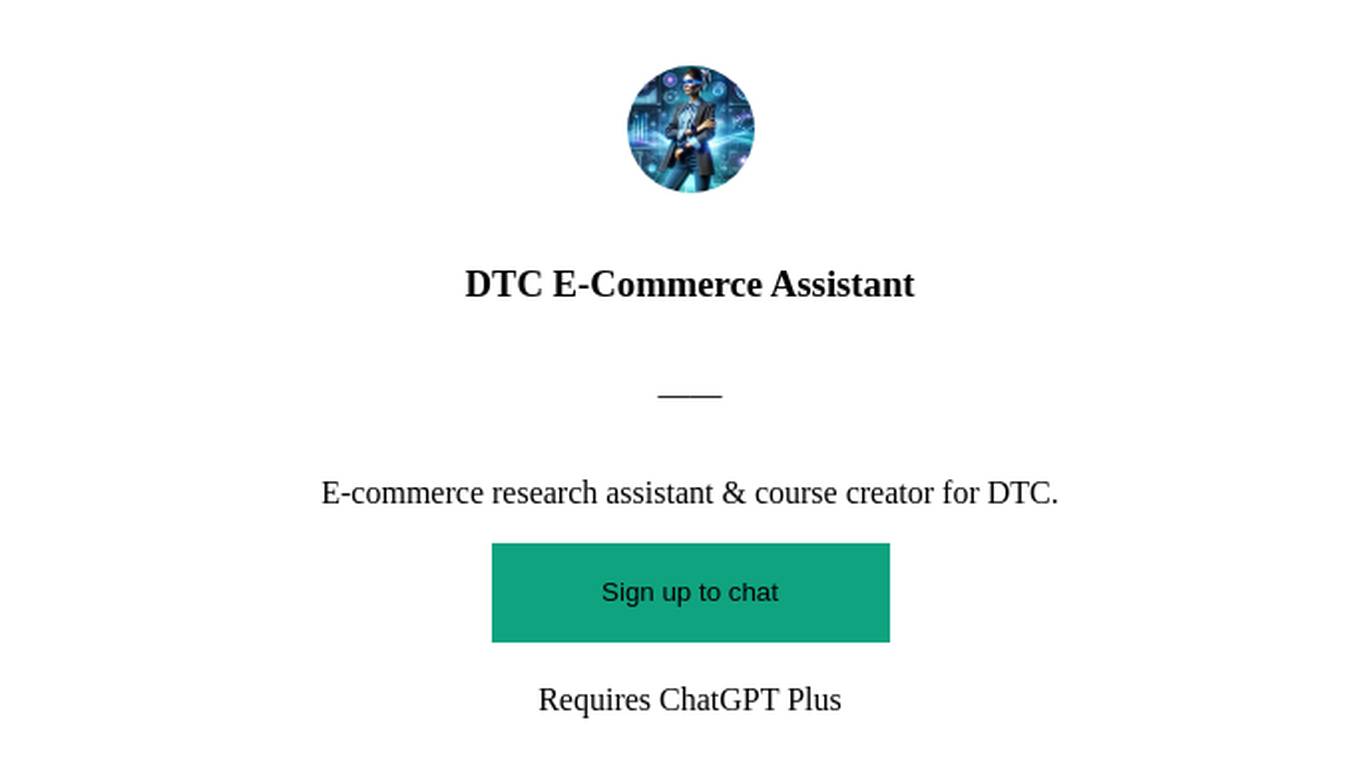 DTC E-Commerce Assistant Screenshot