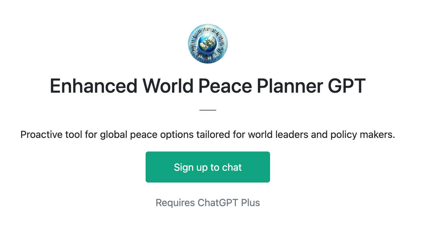 Enhanced World Peace Planner GPT Screenshot