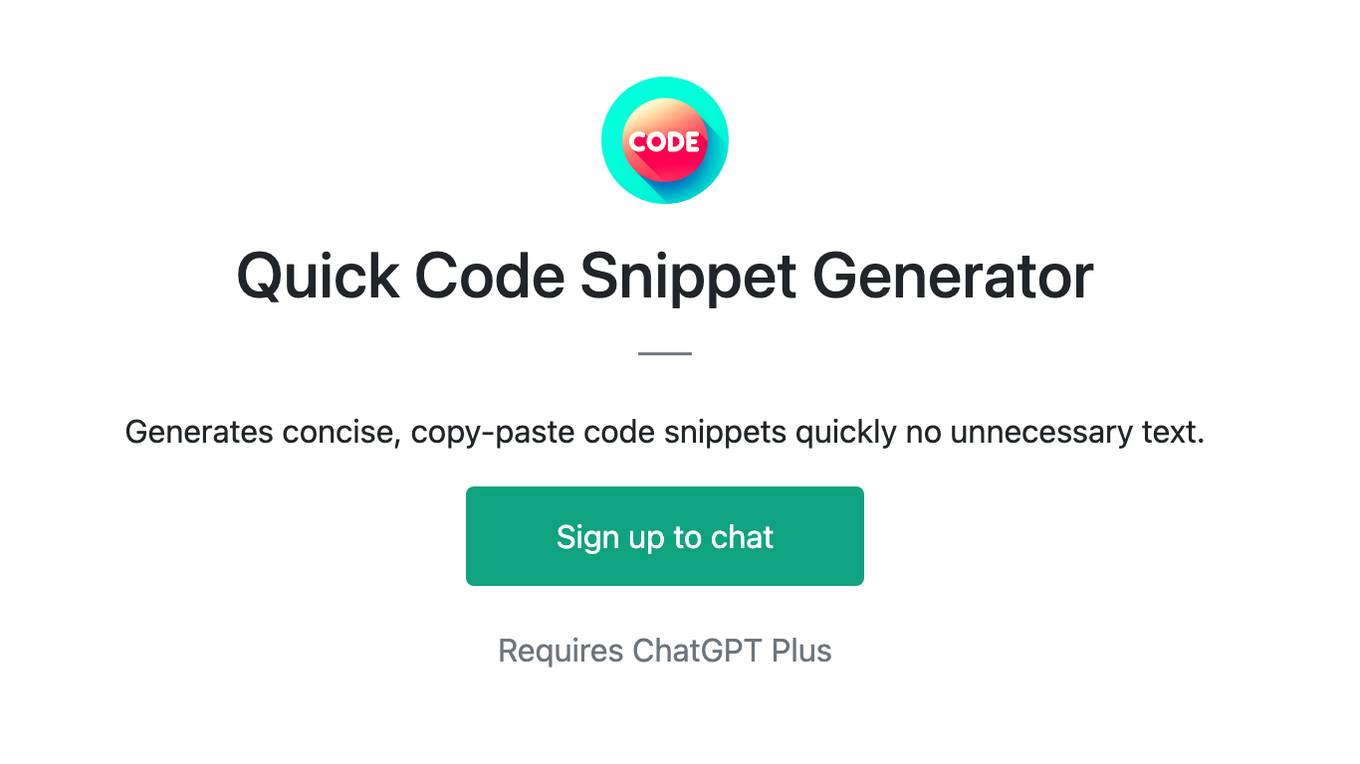 Quick Code Snippet Generator Screenshot