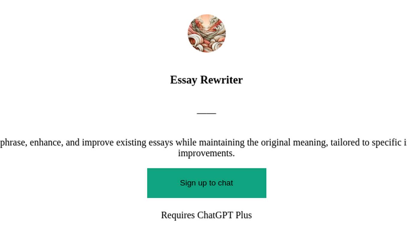 Essay Rewriter Screenshot