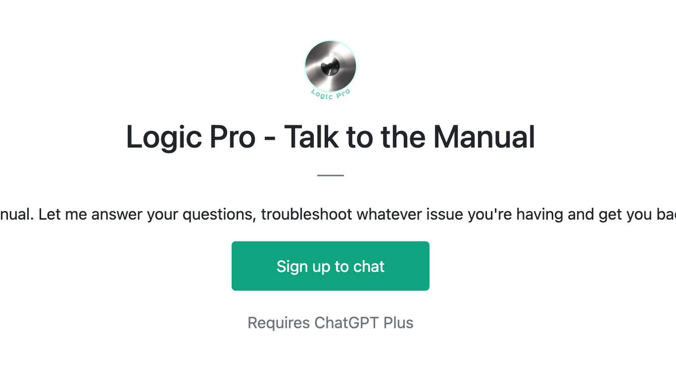 Logic Pro - Talk to the Manual Screenshot