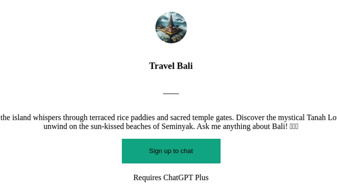 Travel Bali Screenshot