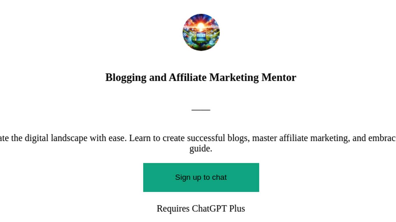 Blogging and Affiliate Marketing Mentor Screenshot