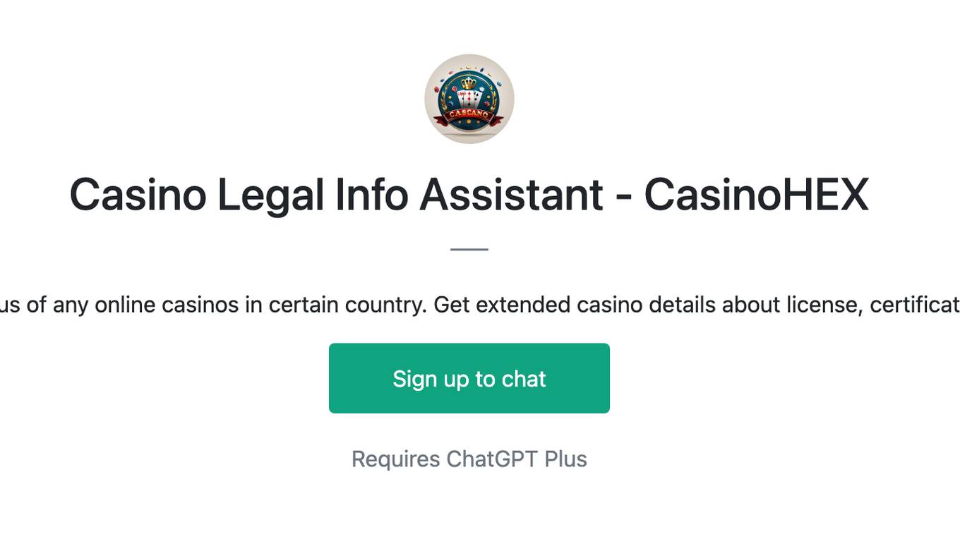 Casino Legal Info Assistant - CasinoHEX Screenshot