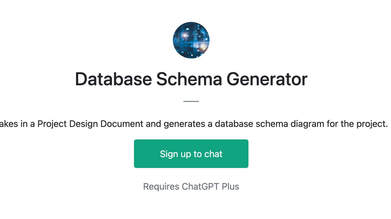 Database Schema Generator Screenshot