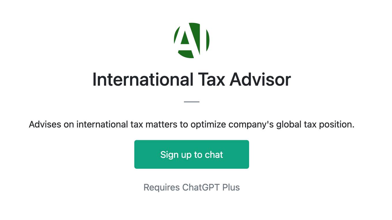 International Tax Advisor Screenshot