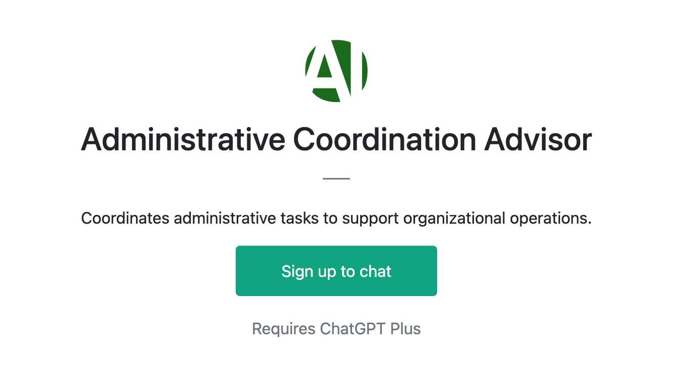 Administrative Coordination Advisor Screenshot