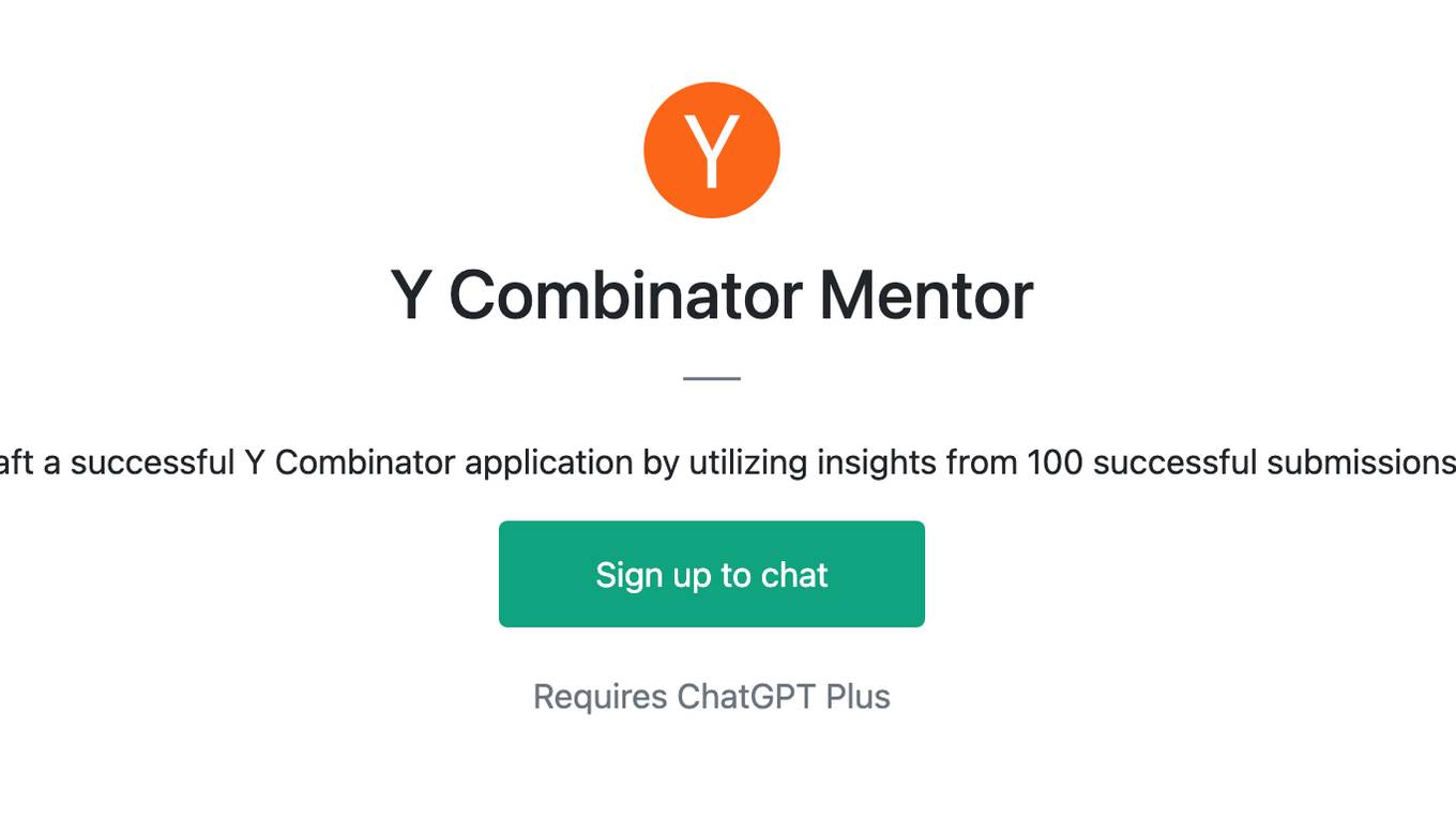 Y Combinator Mentor Screenshot