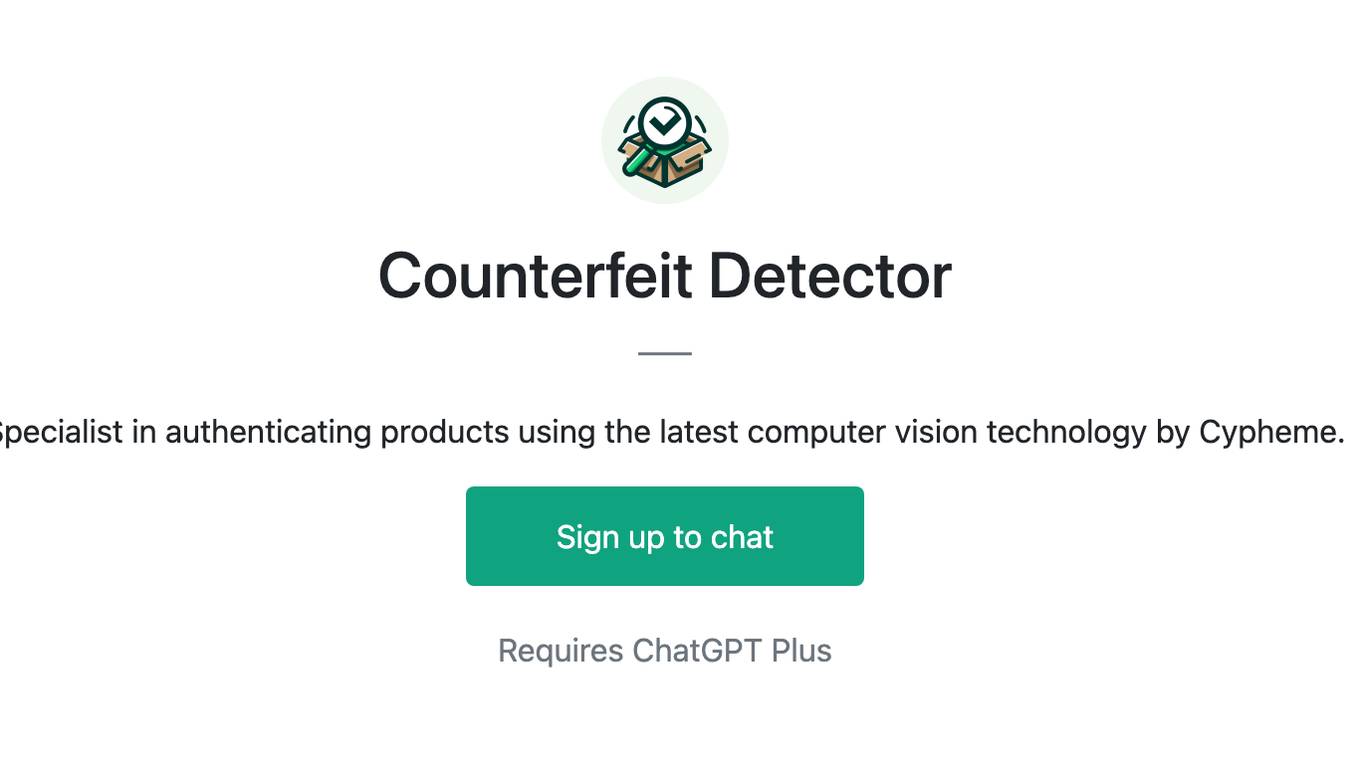 Counterfeit Detector Screenshot