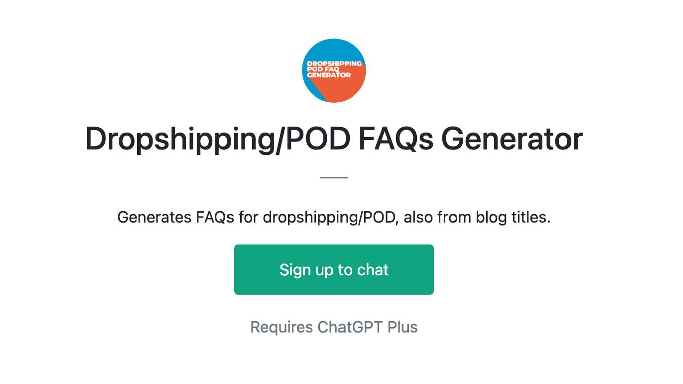 Dropshipping/POD FAQs Generator Screenshot