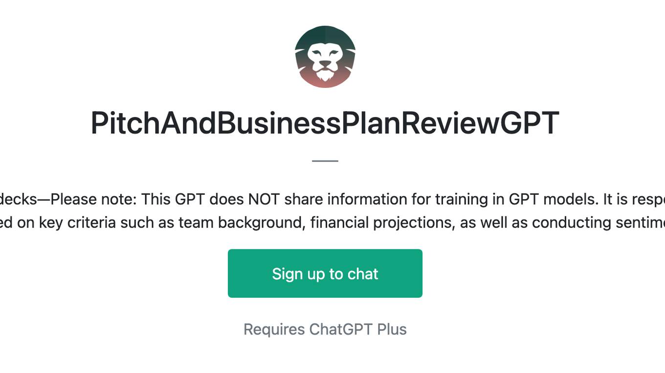 PitchAndBusinessPlanReviewGPT Screenshot