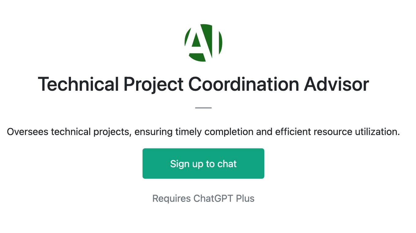 Technical Project Coordination Advisor Screenshot