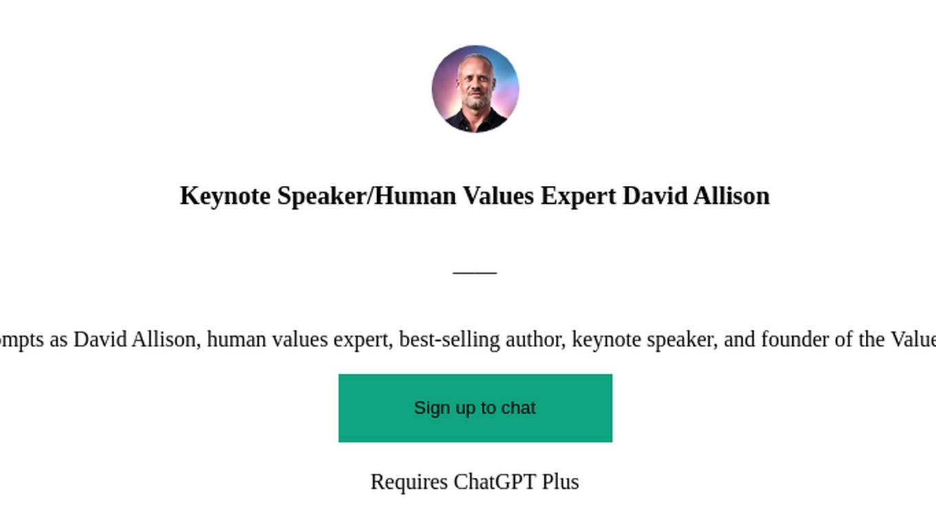 Keynote Speaker/Human Values Expert David Allison Screenshot