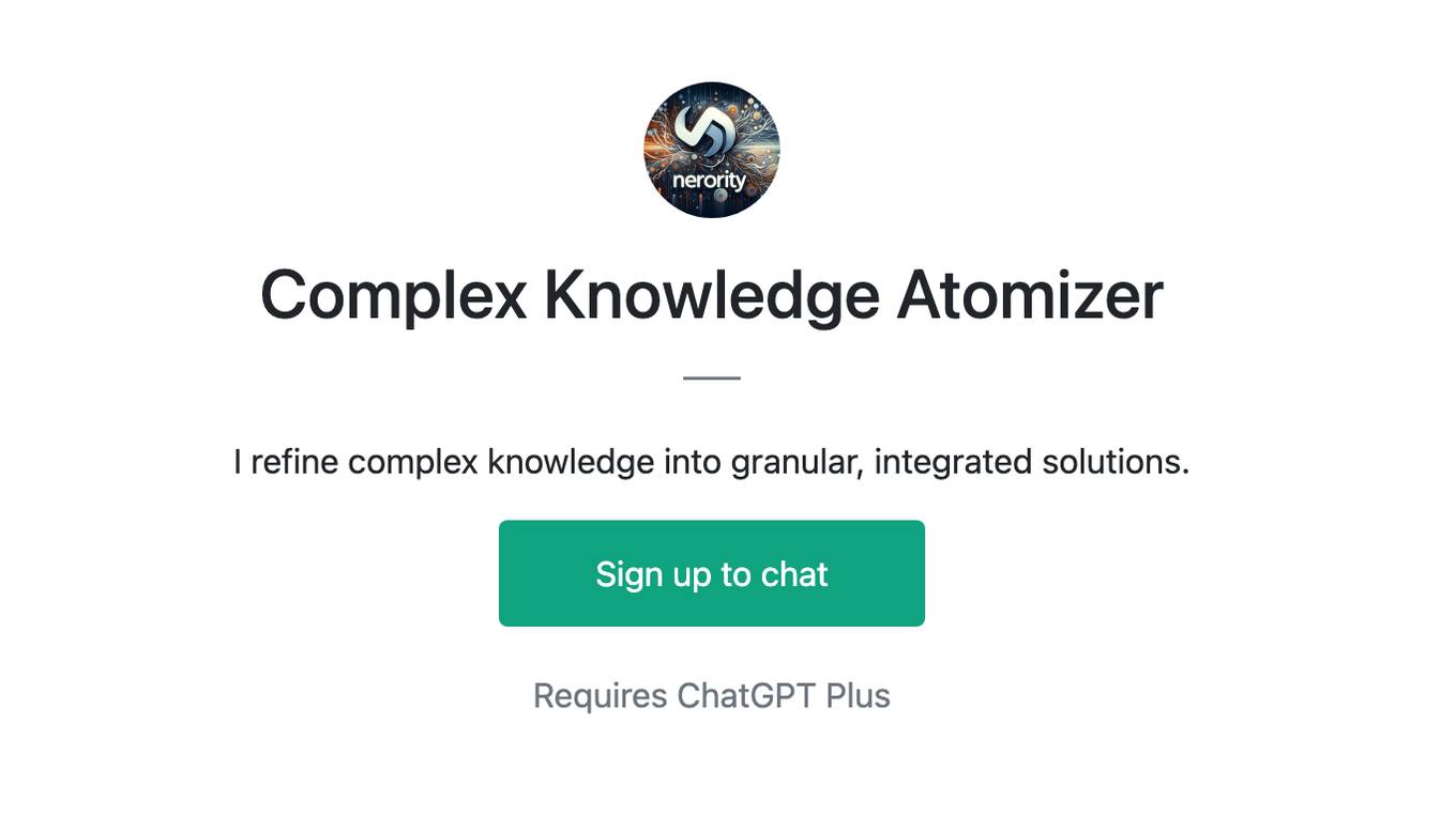 Complex Knowledge Atomizer Screenshot