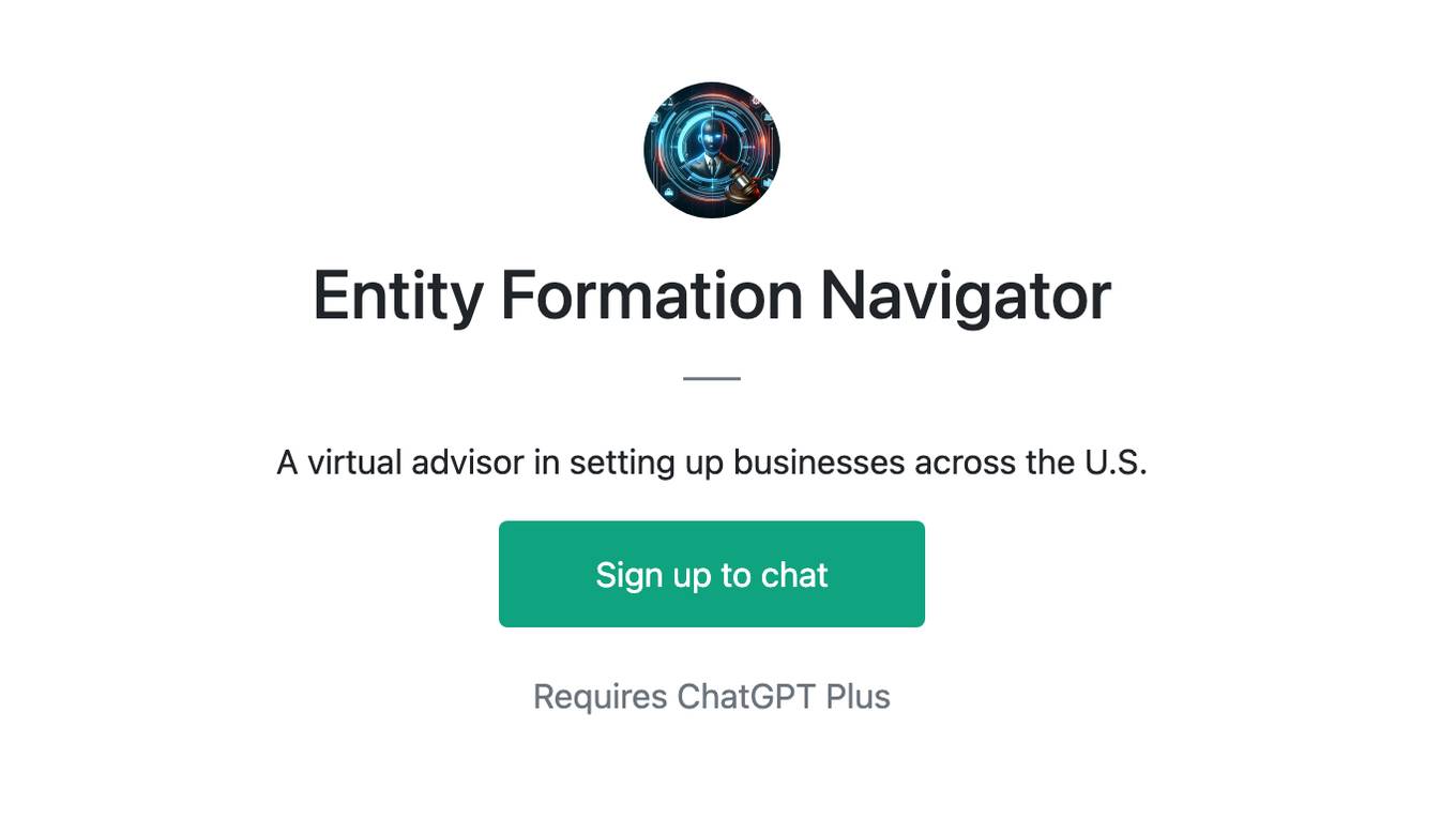 Entity Formation Navigator Screenshot