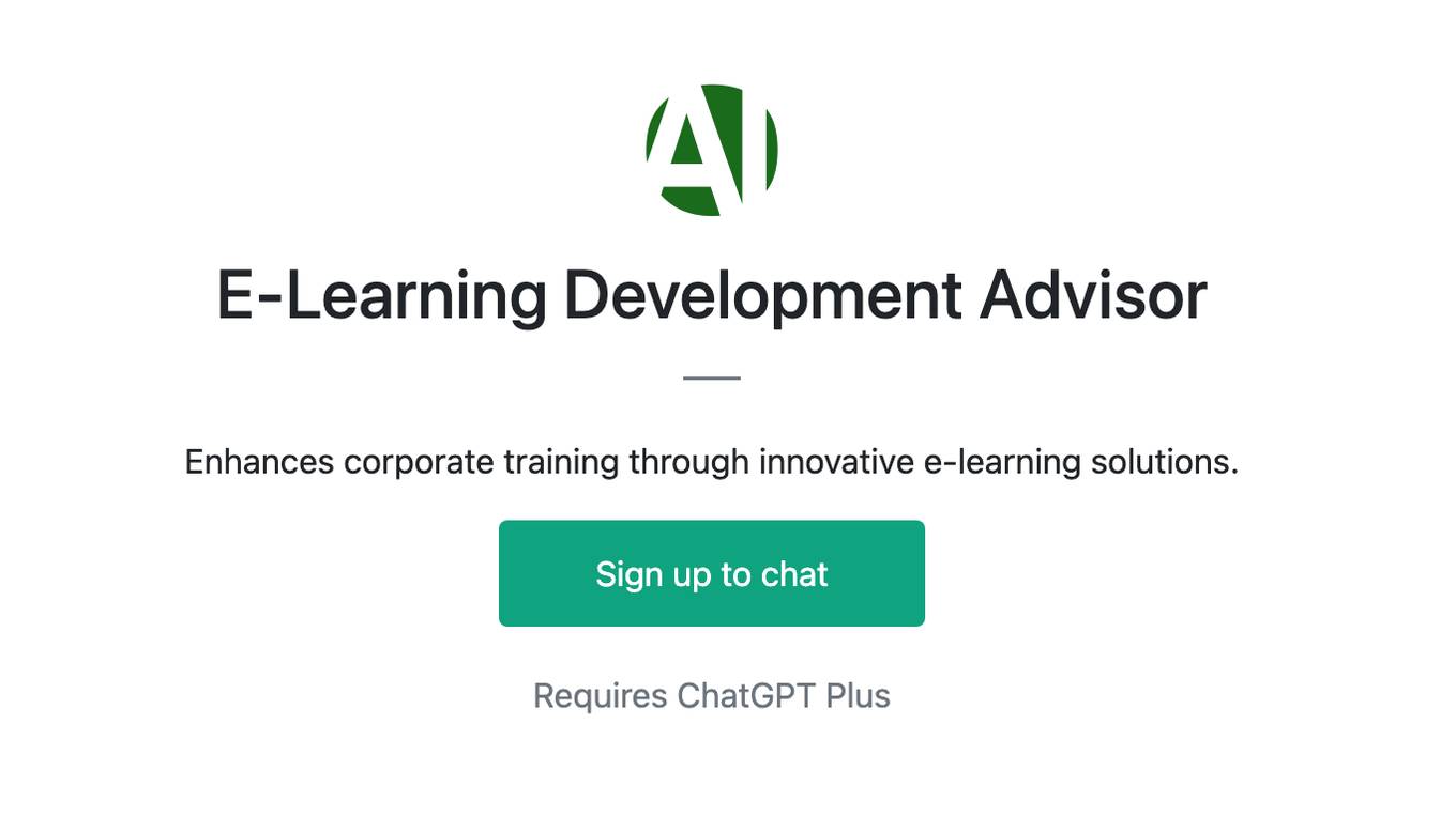 E-Learning Development Advisor Screenshot