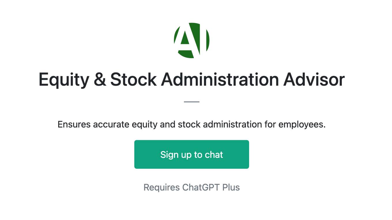 Equity & Stock Administration Advisor Screenshot