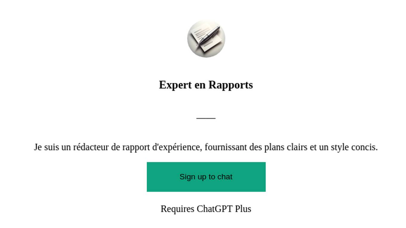 Expert en Rapports Screenshot