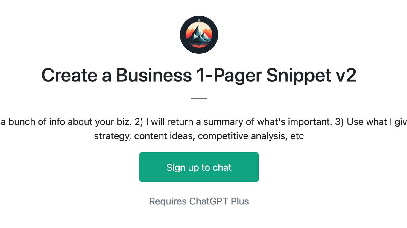 Create a Business 1-Pager Snippet v2 Screenshot