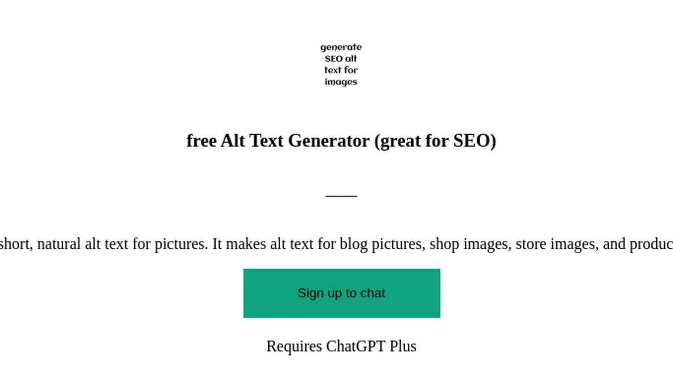 free Alt Text Generator (great for SEO) Screenshot