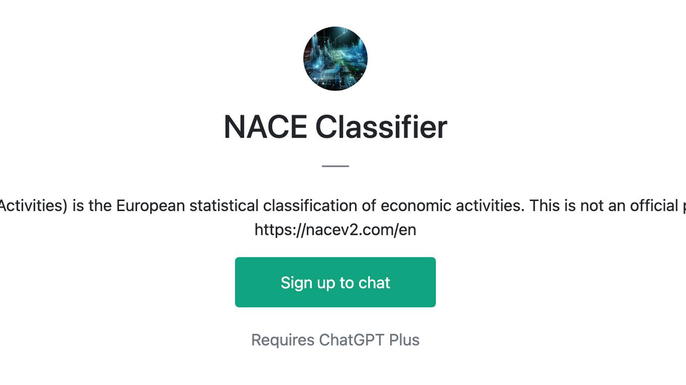 NACE Classifier Screenshot