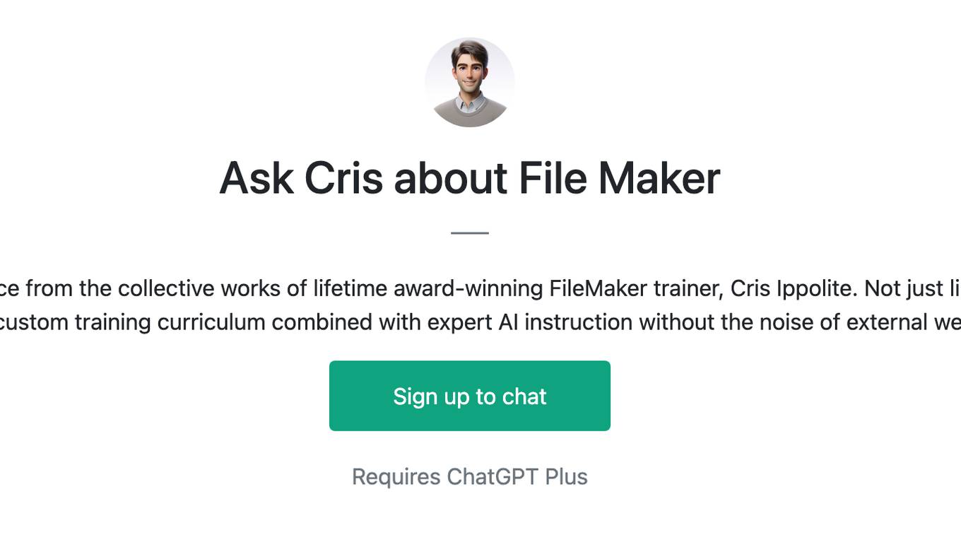 Ask Cris about File Maker Screenshot