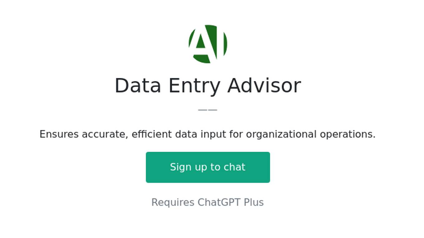 Data Entry Advisor Screenshot