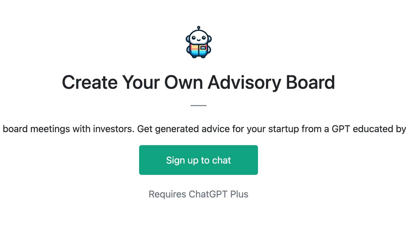 Create Your Own Advisory Board Screenshot