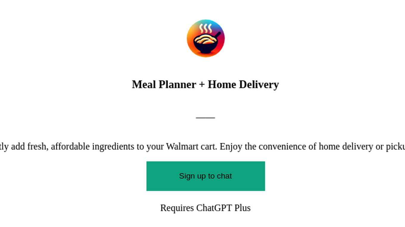 Meal Planner + Home Delivery Screenshot