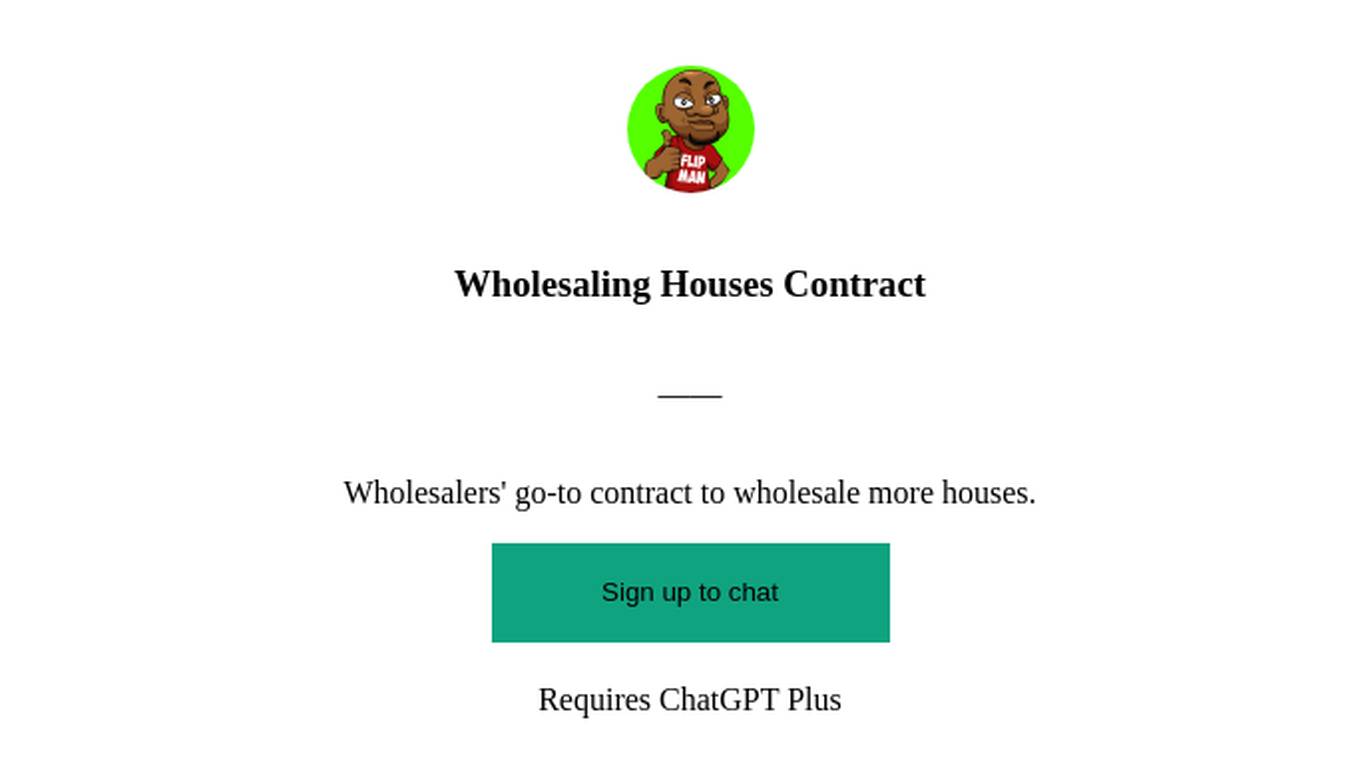 Wholesaling Houses Contract Screenshot