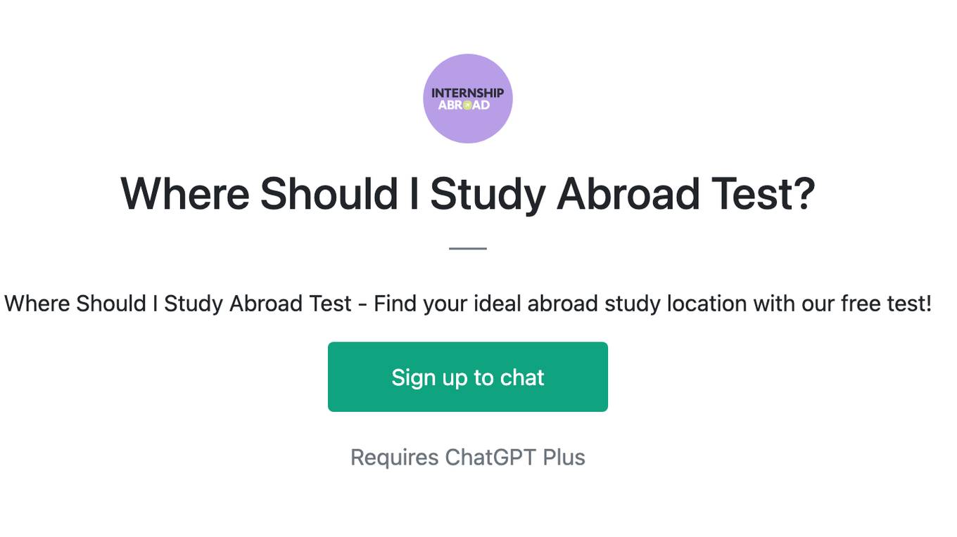 Where Should I Study Abroad Test? Screenshot