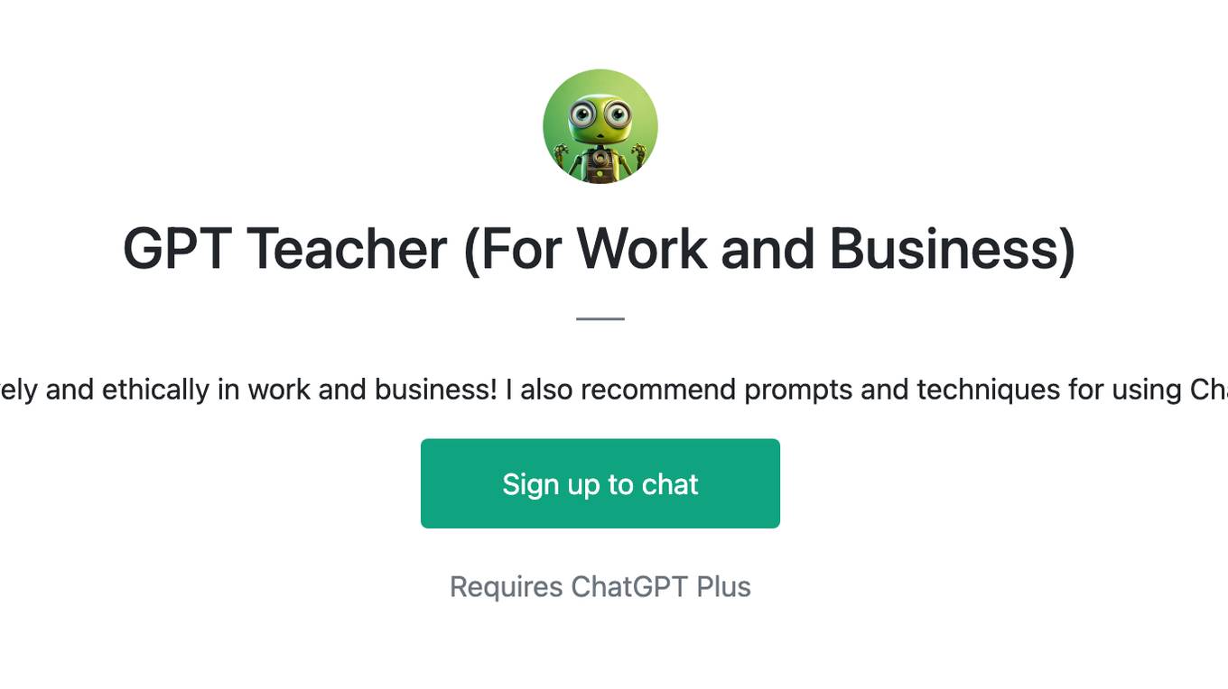 GPT Teacher (For Work and Business) Screenshot