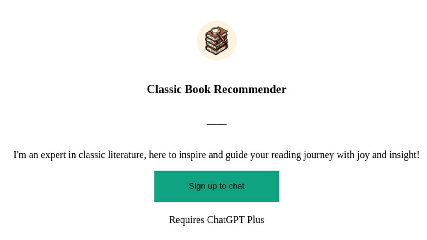 Classic Book Recommender Screenshot