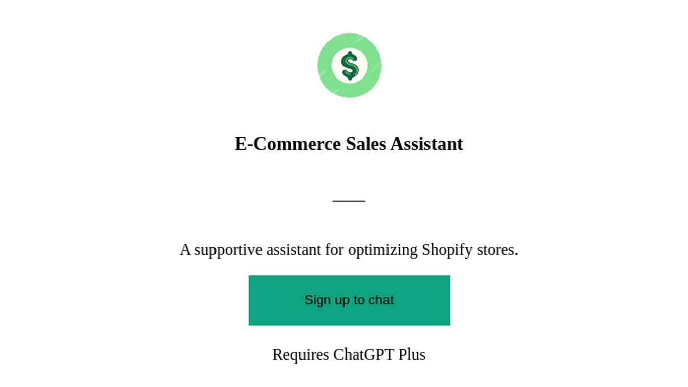 E-Commerce Sales Assistant Screenshot