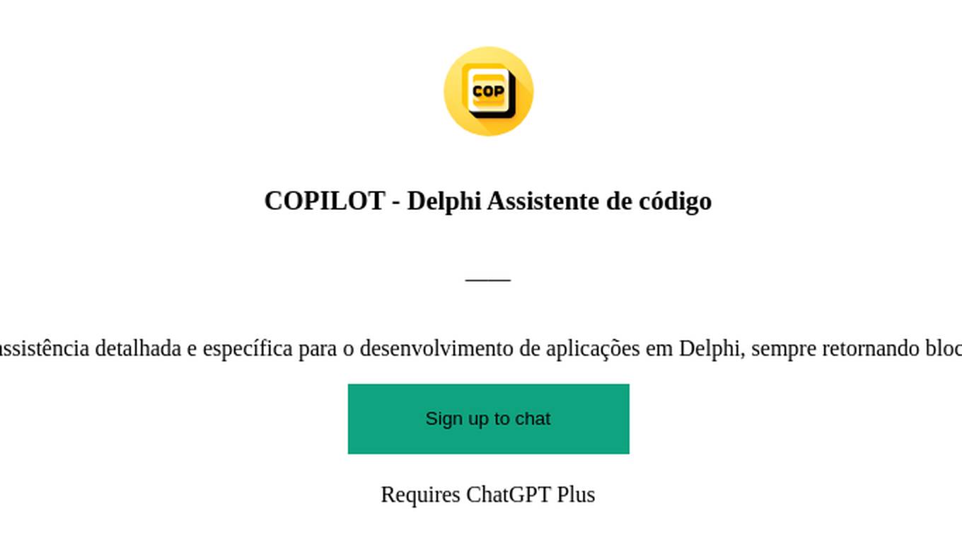 COPILOT -  Delphi Assistente de código Screenshot