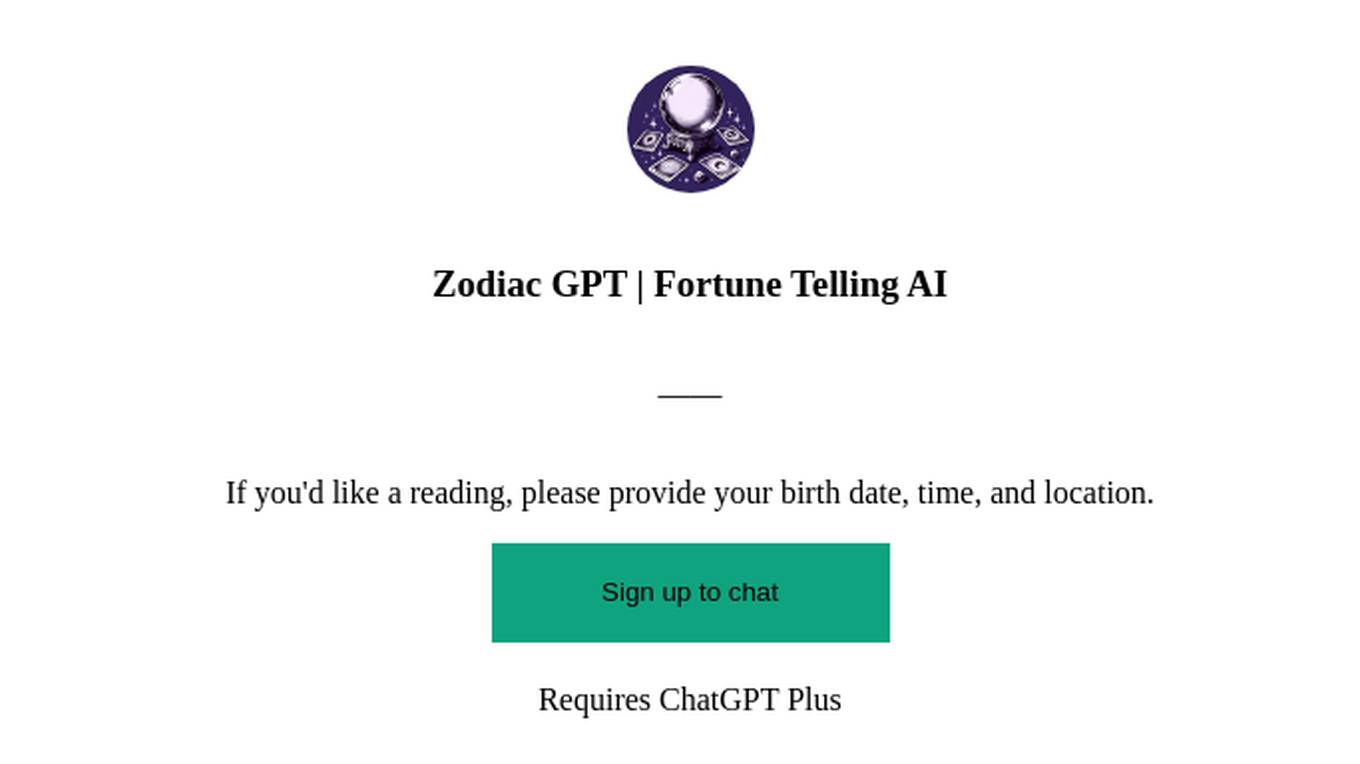 Zodiac GPT | Fortune Telling AI Screenshot