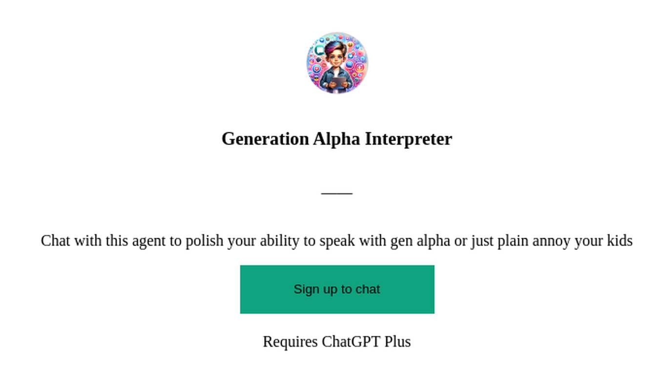 Generation Alpha Interpreter Screenshot