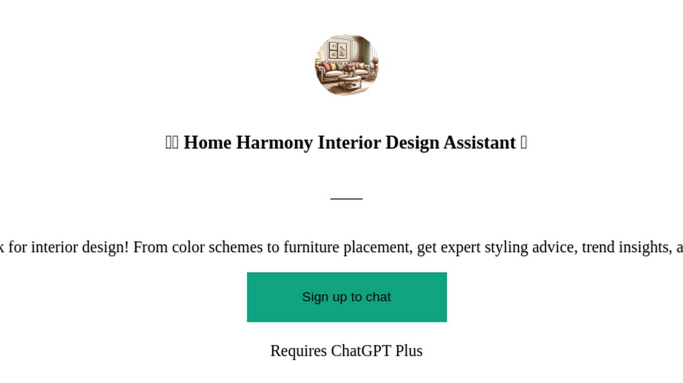 🎨✨ Home Harmony Interior Design Assistant 🏡 Screenshot