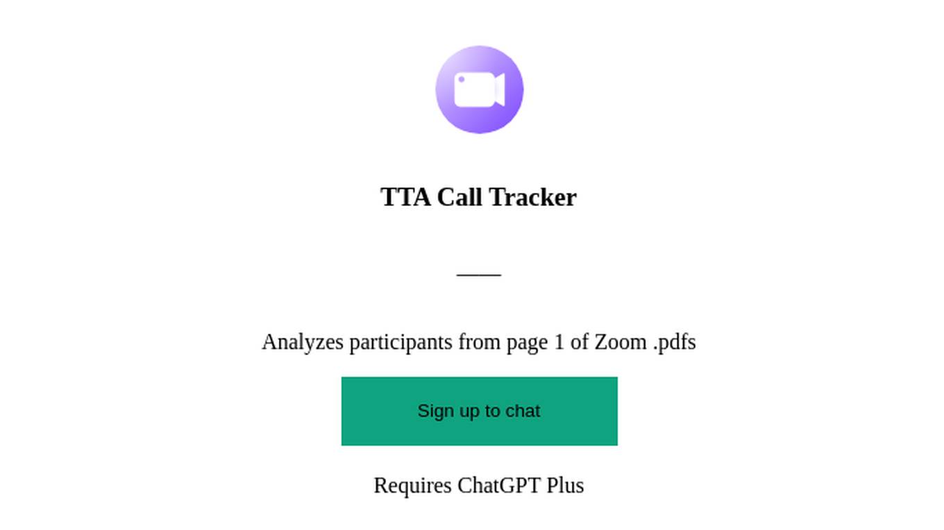 TTA Call Tracker Screenshot