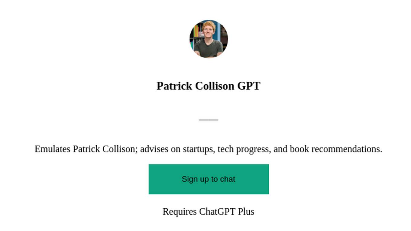 Patrick Collison GPT Screenshot