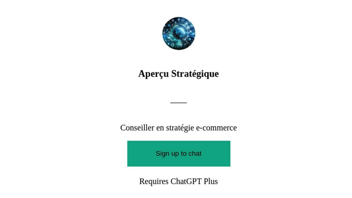 Aperçu Stratégique Screenshot