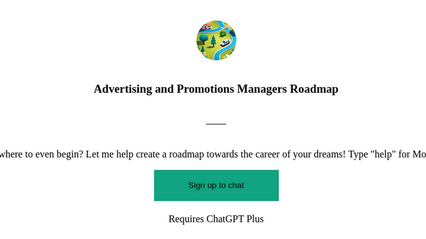 Advertising and Promotions Managers Roadmap Screenshot